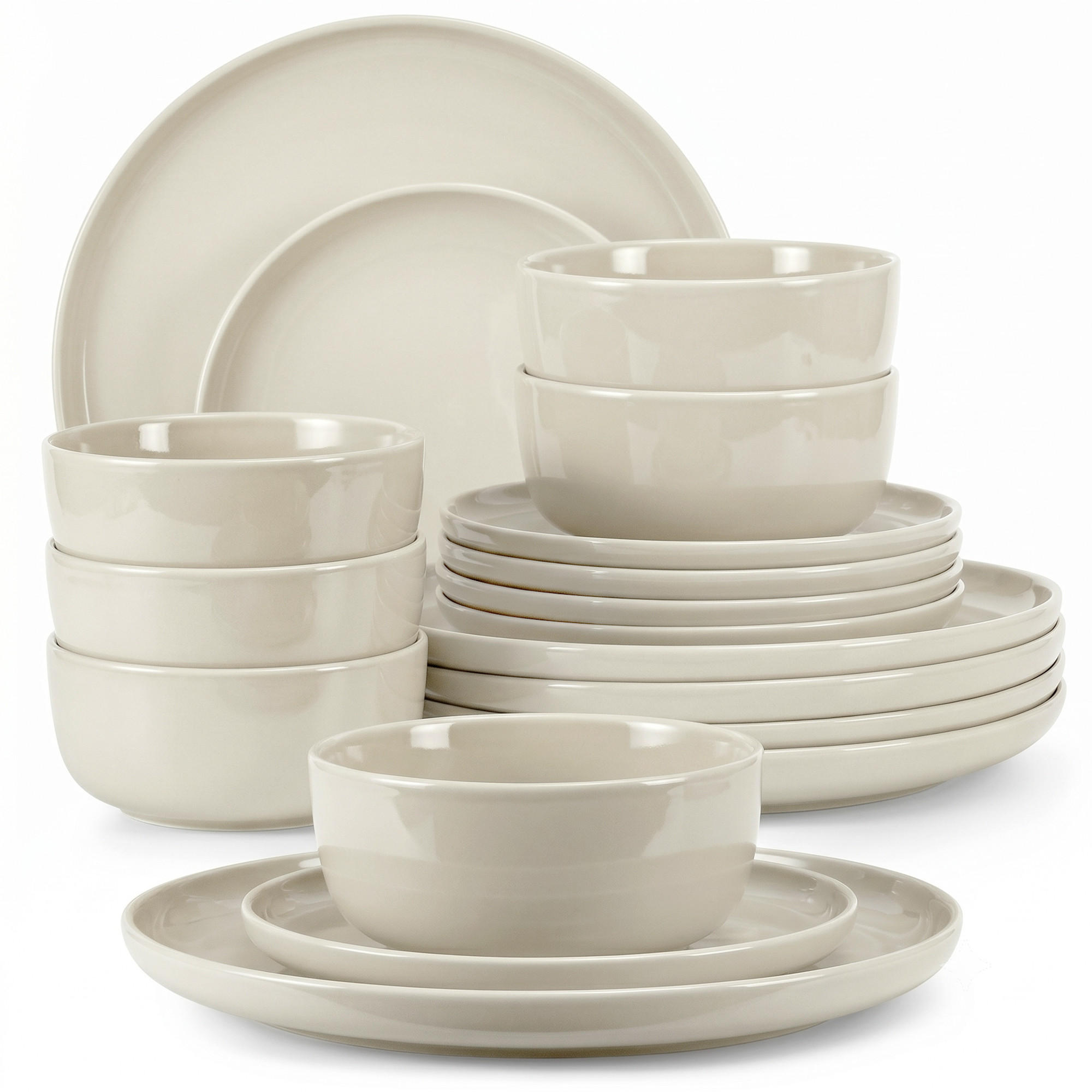 TAFELSERVICE VICTO Schüssel 6 Personen 18-tlg - Beige, Keramik (27/2/27cm) - KONSIMO®