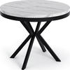 ESSTISCH Ross runder ausziehbarer, Marmor Weiß 120-200/120/76 cm - Ecru/Schwarz, Holzwerkstoff/Metall (120/120/76cm) - WFL GROUP