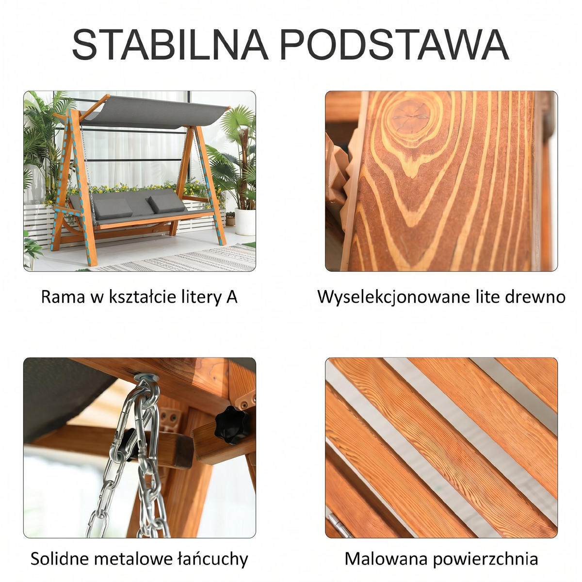 HOLLYWOODSCHAUKEL Grau 225.5/130.0/180.0cm - Grau, Holz (130/180/225.5cm)