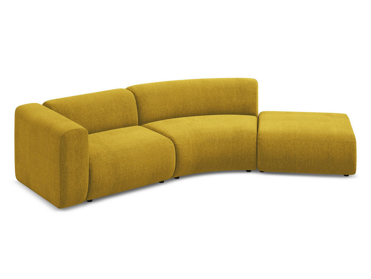 4-SITZER-SOFA Chenille Stoff Gelb - Currygelb/Gelb, Kunststoff/Textil (335/70/166cm) - Makamii
