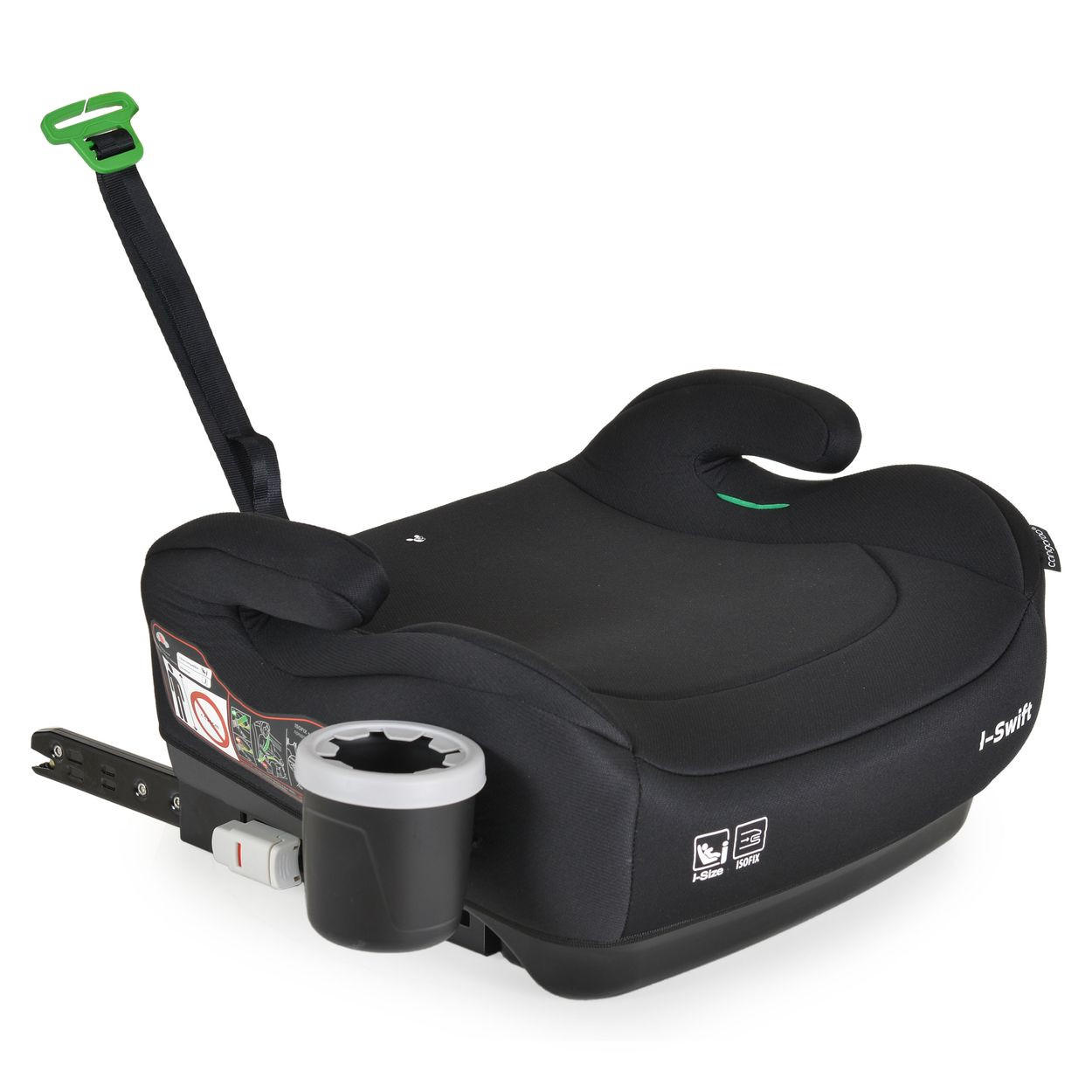 AUTOSITZERHÖHUNG i-Swift, Isofix (125-150cm) schwarz weiß Gruppe 3, Getränkehalter - Schwarz, Kunststoff (40/22/43cm) - Cangaroo