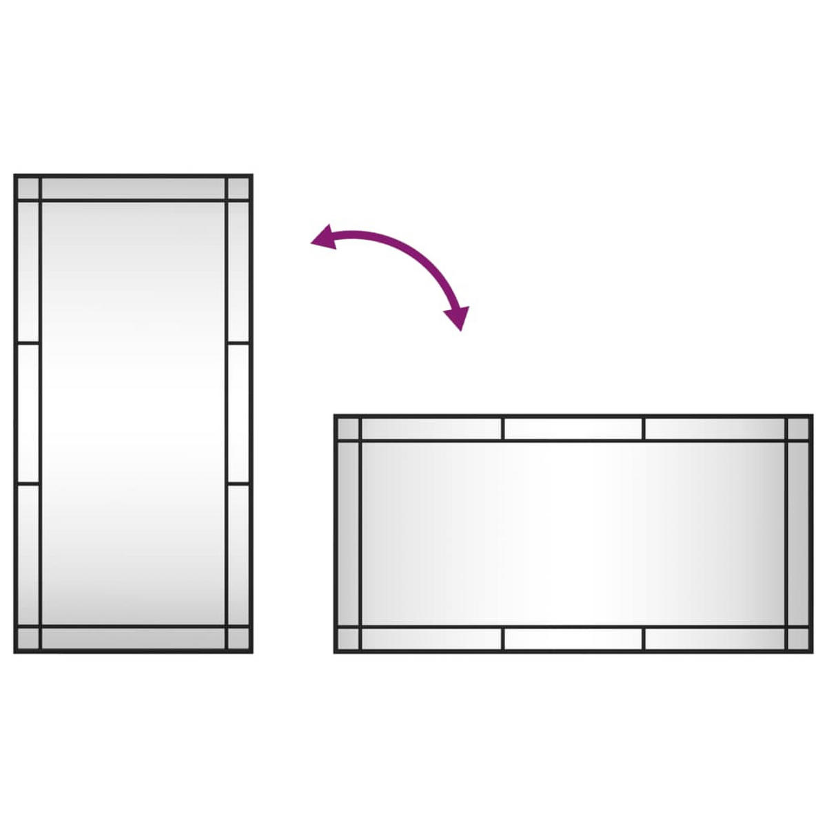WANDSPIEGEL Schwarz 50/100 Cm Rechteckig Eisen - Schwarz, Metall (100/105/50cm) - vidaXL