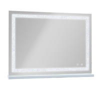 SCHMINKSPIEGEL mit LED Lichtleiste gestreute Diamanten und Bluetooth weiß 80/58 cm - Weiß, Metall (80/58/3cm) - VANITII