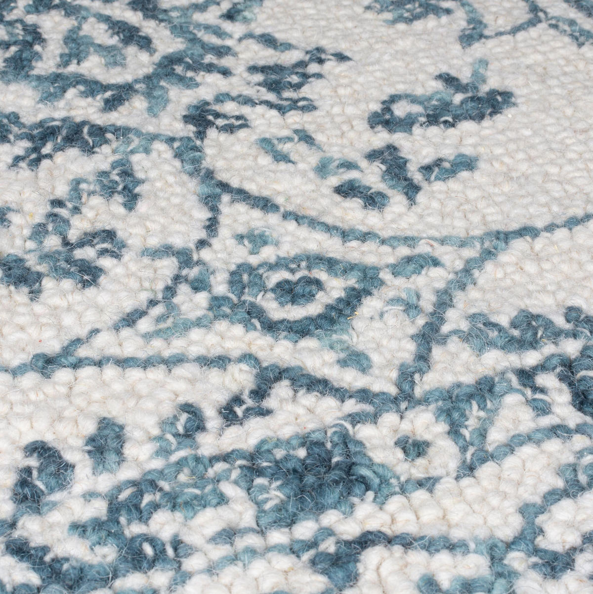 WOLLTEPPICH Floral-Vintage, traditionell SOAR MATT, Türkis-Beige 120x170 cm - Türkis, Textil (120/170cm) - KADIMA DESIGN