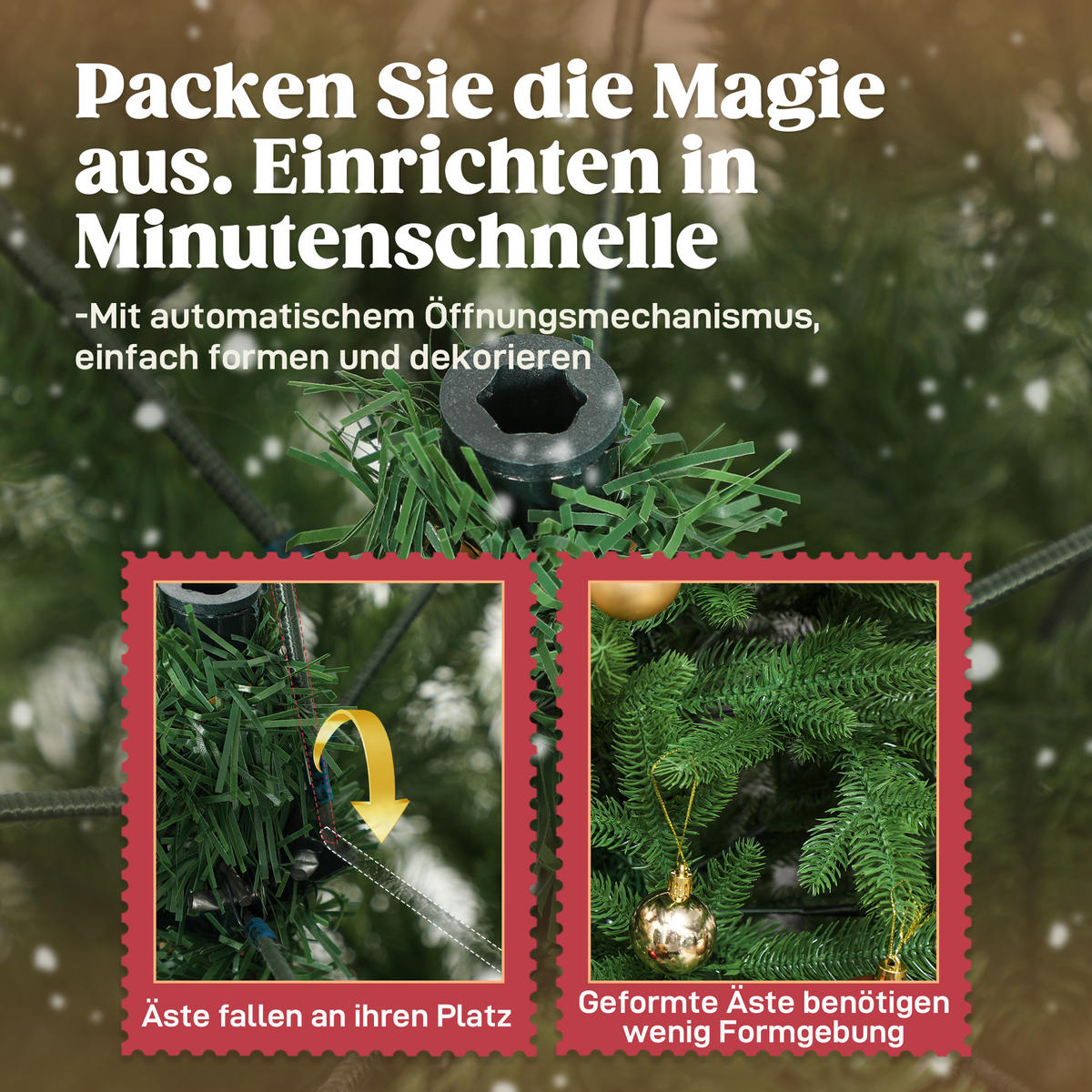 WEIHNACHTSBAUM künstlich 180 cm Christbaum mit 713 Zweigen, Kiefernholzsockel - Grün, Kunststoff (180cm) - HOMCOM