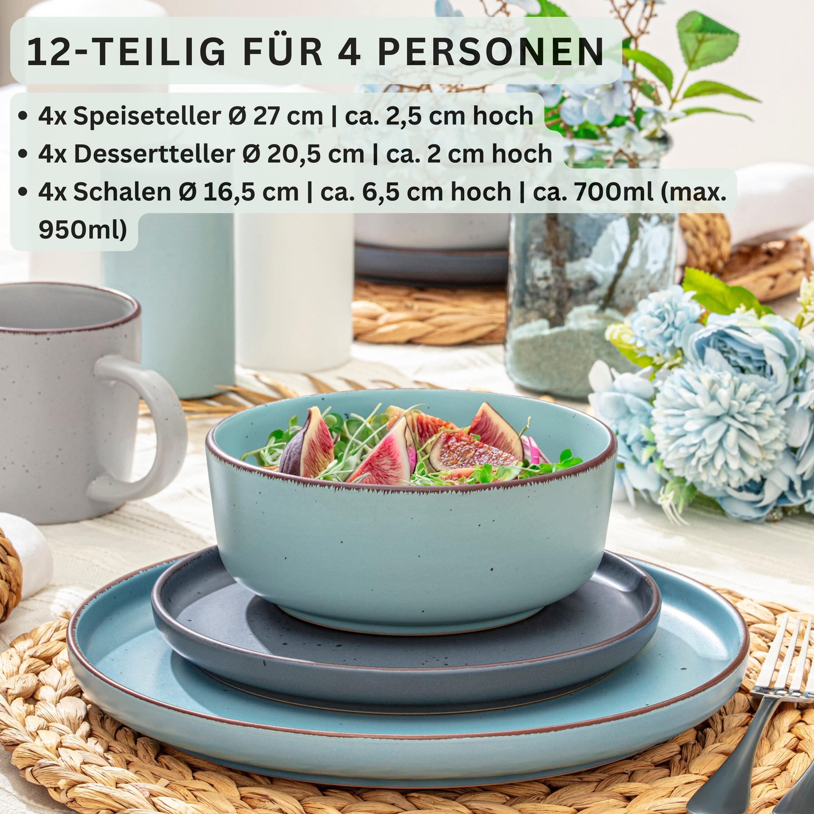 TAFELSERVICE BOMBAY SKY SHADES - 12 tlg aus Steingut - Multicolor, Stein (27/9.5/27cm) - Sänger