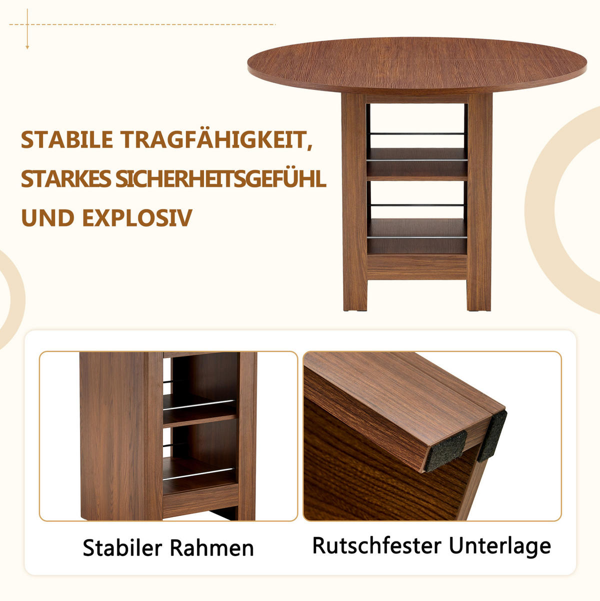 ESSTISCH 100/76 cm Walnuss aus MDF mit offenen Stauraumfächern - Walnussfarben, Holzwerkstoff (100/100/76cm) - OKMYHOME