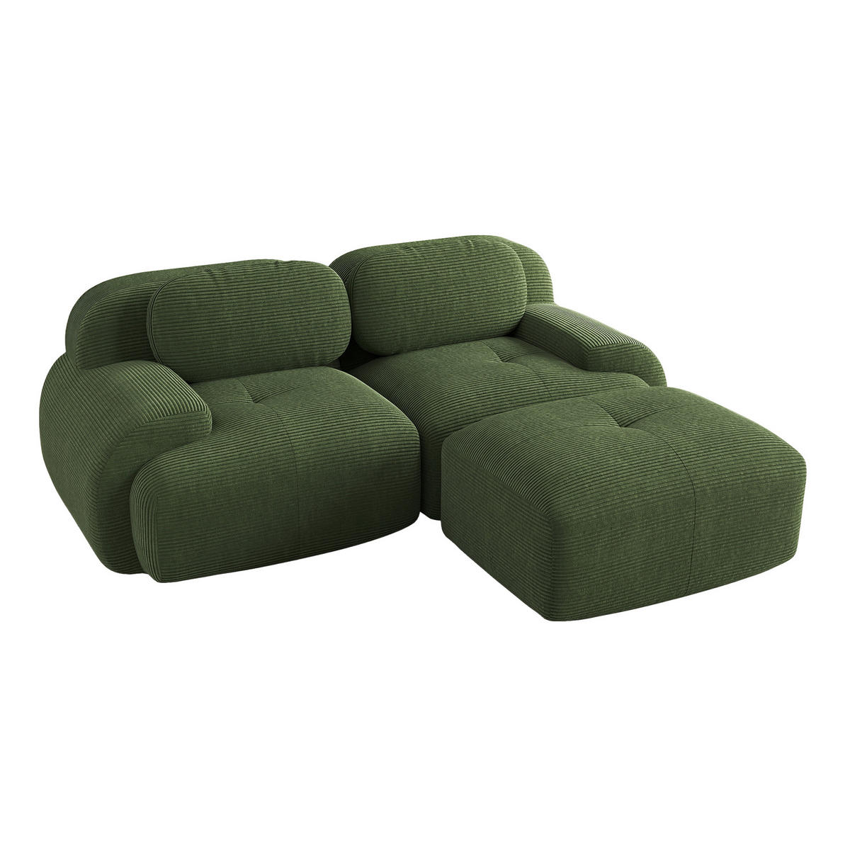 ECKSOFA 208/178/75 cm grün aus Cordstoff modular und montagelos - Grün, Textil (178/208cm) - OKWISH