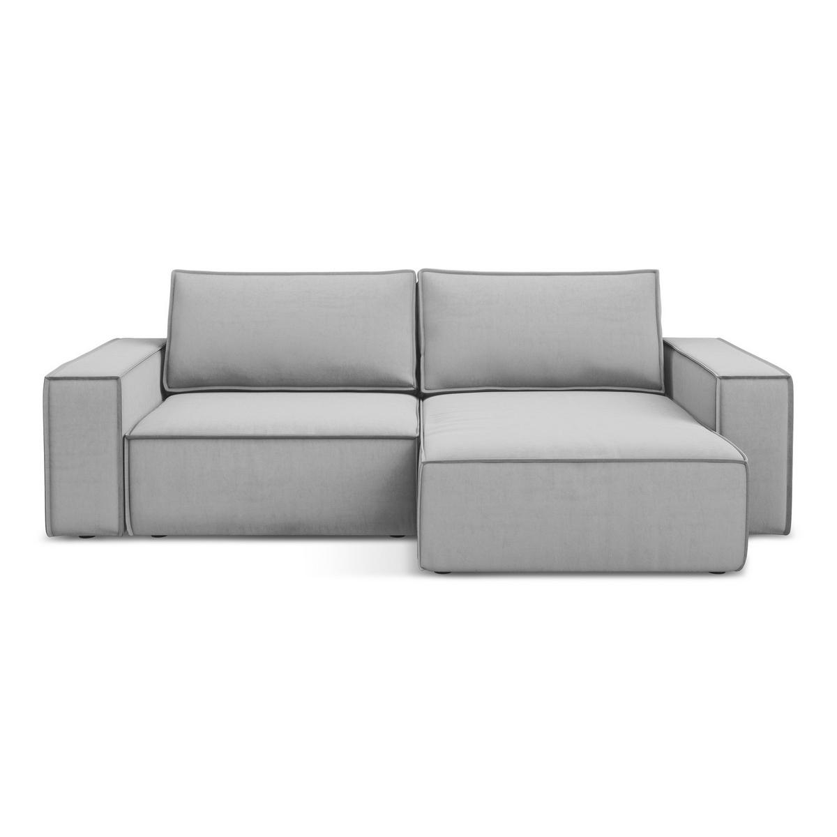 ECKSOFA mit Schlaffunktion Samt Stoff Grau - Schwarz/Grau, Kunststoff/Textil (257/148cm) - LaMiaSofa