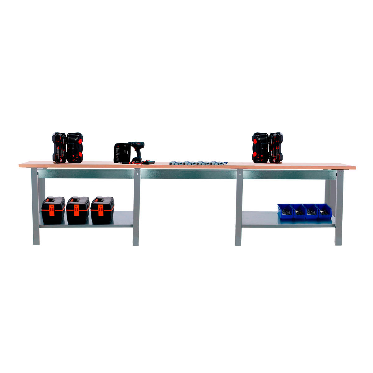 WERKBANK Buffalo Wood mit 3x Schublade HxBxT 86,5 x 300 x 75 cm Traglast 1000 kg Grau - Grau, Metall (300/86.5/75cm) - PROREGAL