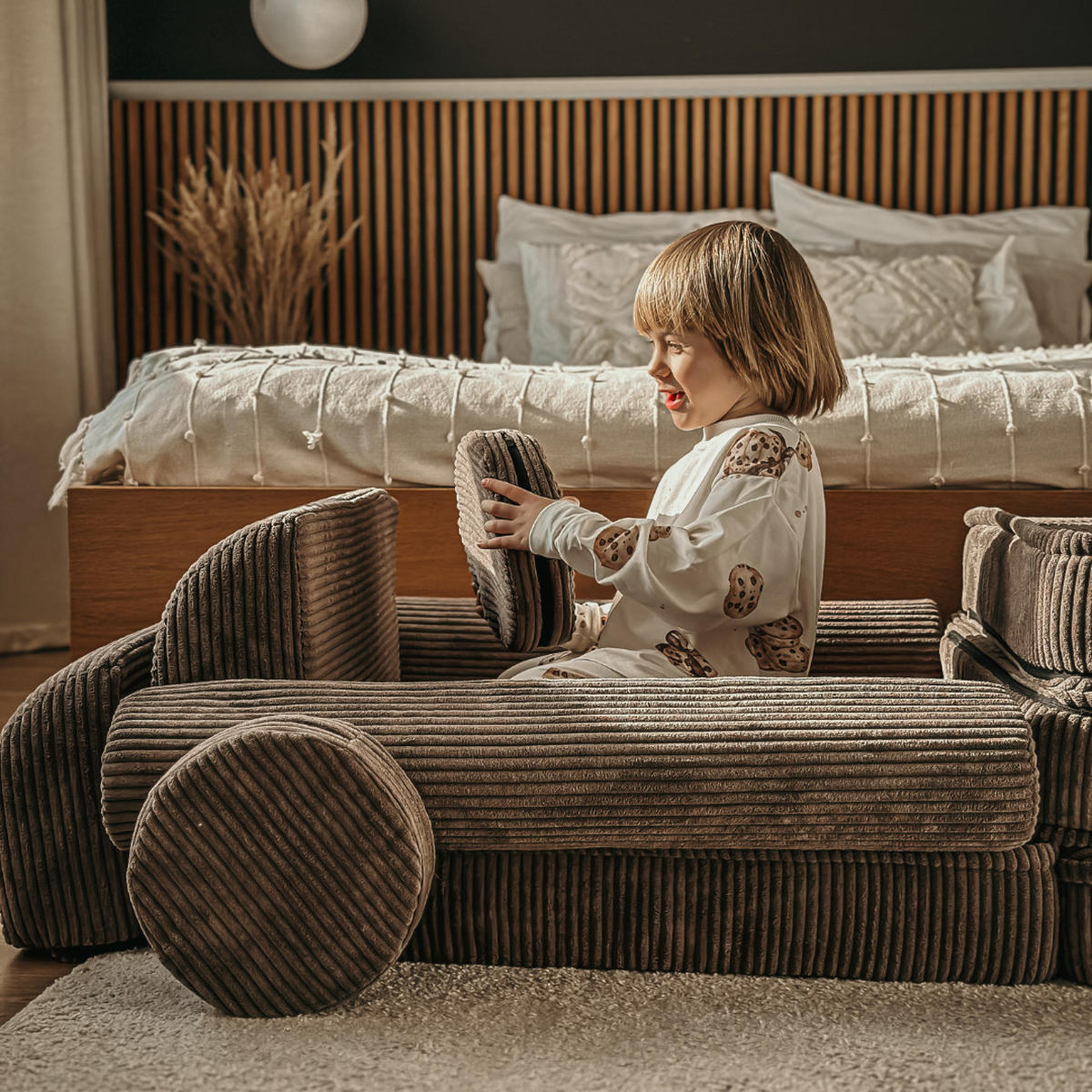 KINDERSOFA, Aesthetic, Cord, Braun - Braun, Textil (160/48/80cm) - MeowBaby
