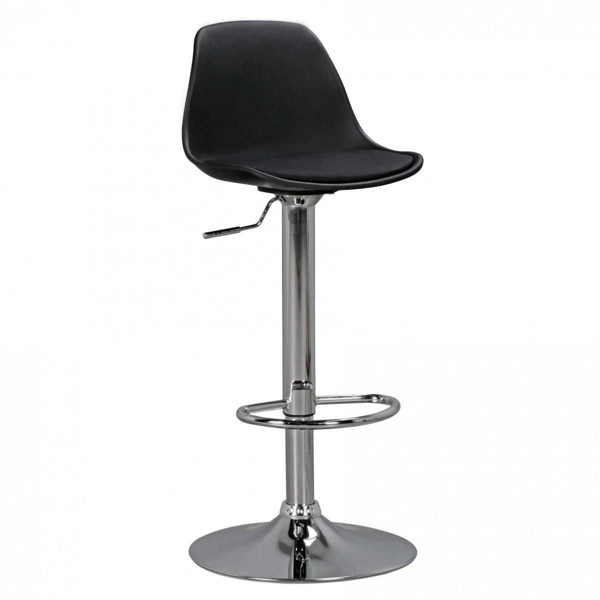 BARHOCKER Lederoptik Verchromt Drehbar BERN, Schwarz 40x40x104 cm - Silberfarben/Schwarz, Kunststoff/Textil (40/104/40cm) - KADIMA DESIGN