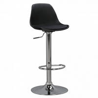 BARHOCKER Lederoptik Verchromt Drehbar BERN, Schwarz 40x40x104 cm - Silberfarben/Schwarz, Kunststoff/Textil (40/104/40cm) - KADIMA DESIGN