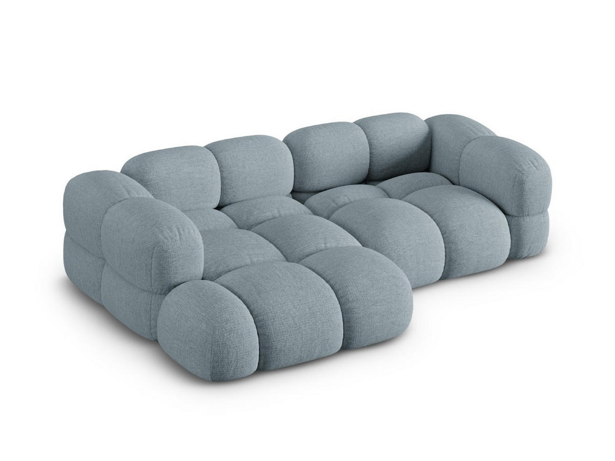 ECKSOFA links Loretto aus strukturiertem Stoff pastellblau 3 Sitzplätze - Pastellblau, Textil (147/250cm) - Cosmopolitan Design
