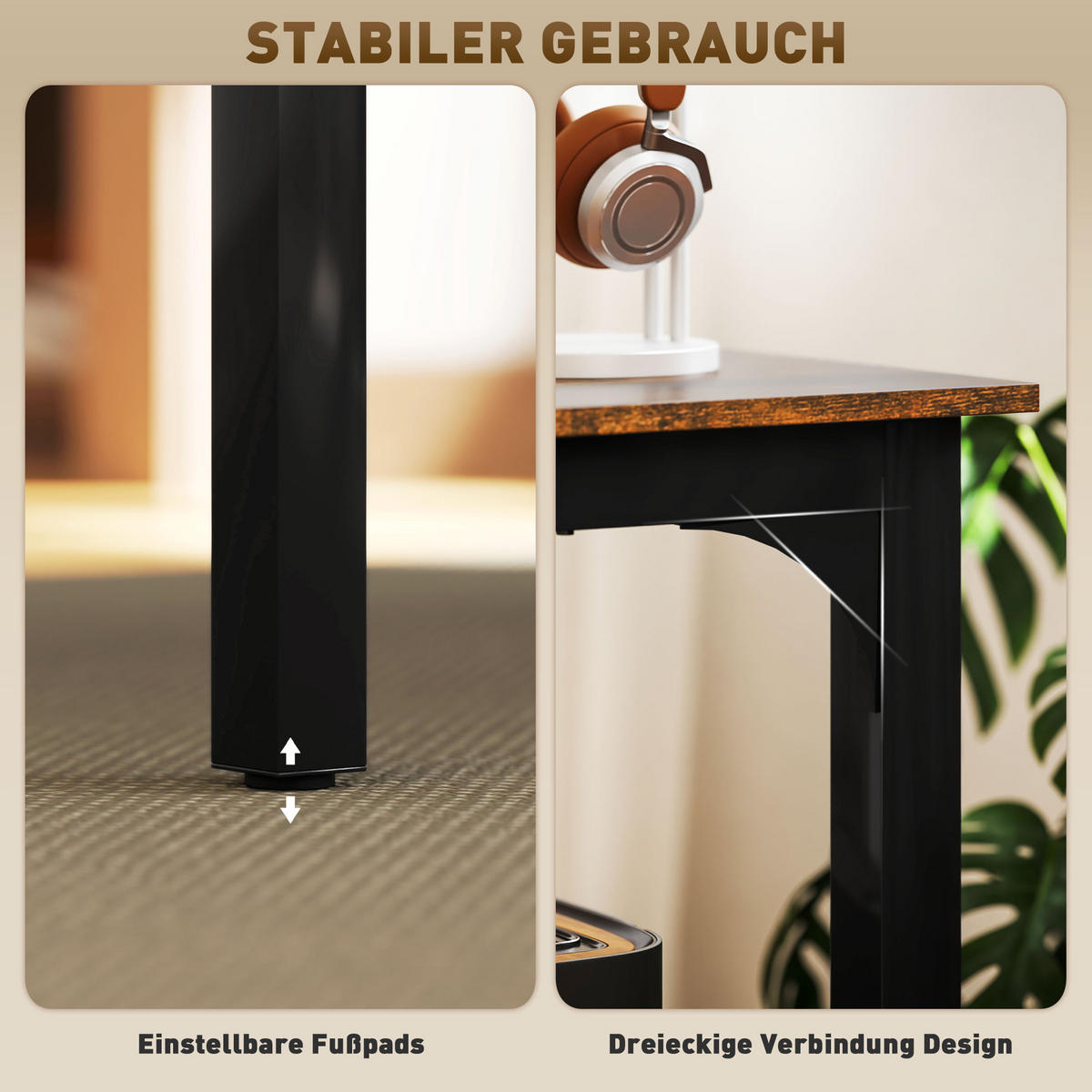 SCHREIBTISCH Computertisch Bürotisch mit Industrie-Design, Stahlgestell Braun - Schwarz/Braun, Holzwerkstoff/Metall (180/60/75cm) - HOMCOM