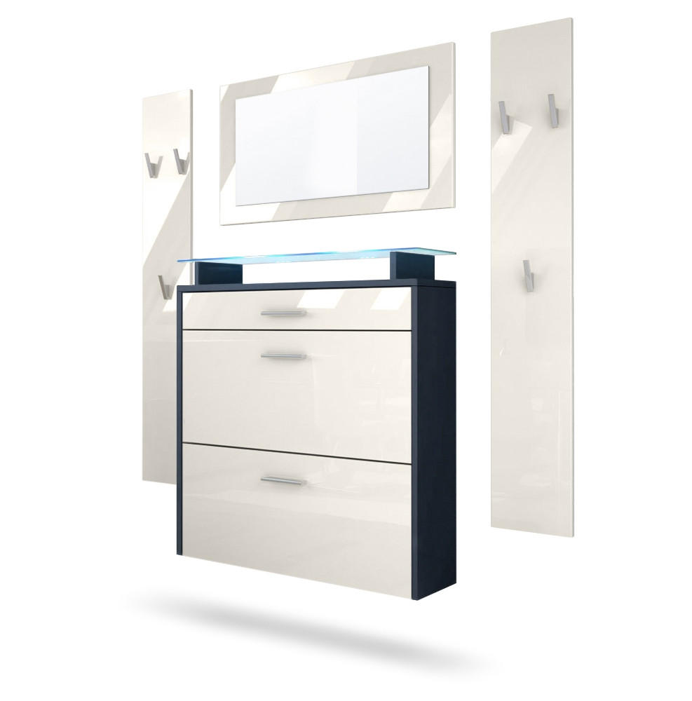 GARDEROBE Malea Fronten in Creme Hochglanz - Creme, Holzwerkstoff (180/180/23cm) - Vladon