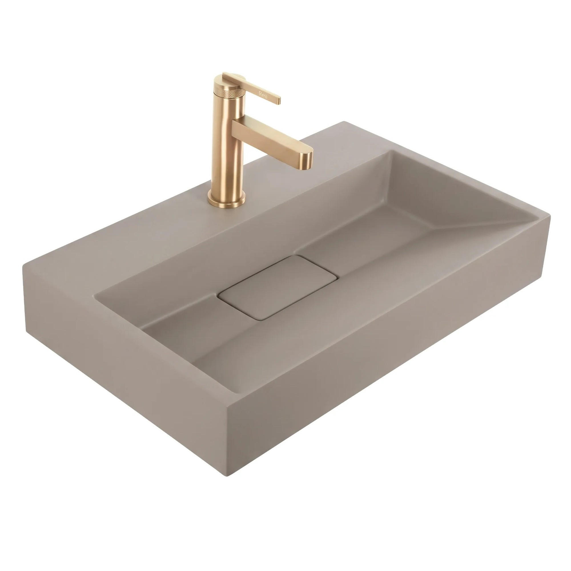 WASCHBECKEN Konglomerat Rea Goya Taupe 50cm - Beige, Keramik (37/14/50cm) - REA