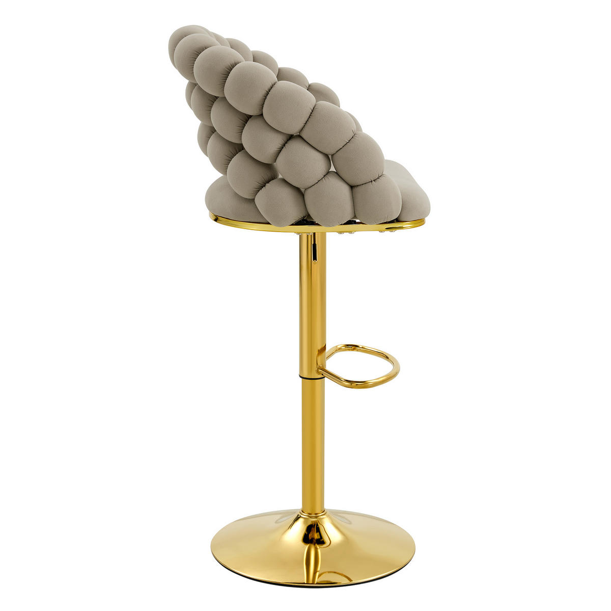 BARHOCKER 2er-Set aus Samt mit Gold-Gestell, Kugelketten-Rückenlehne und höhenverstellbar - Grau, Textil (45/112/52cm) - Urban Meuble