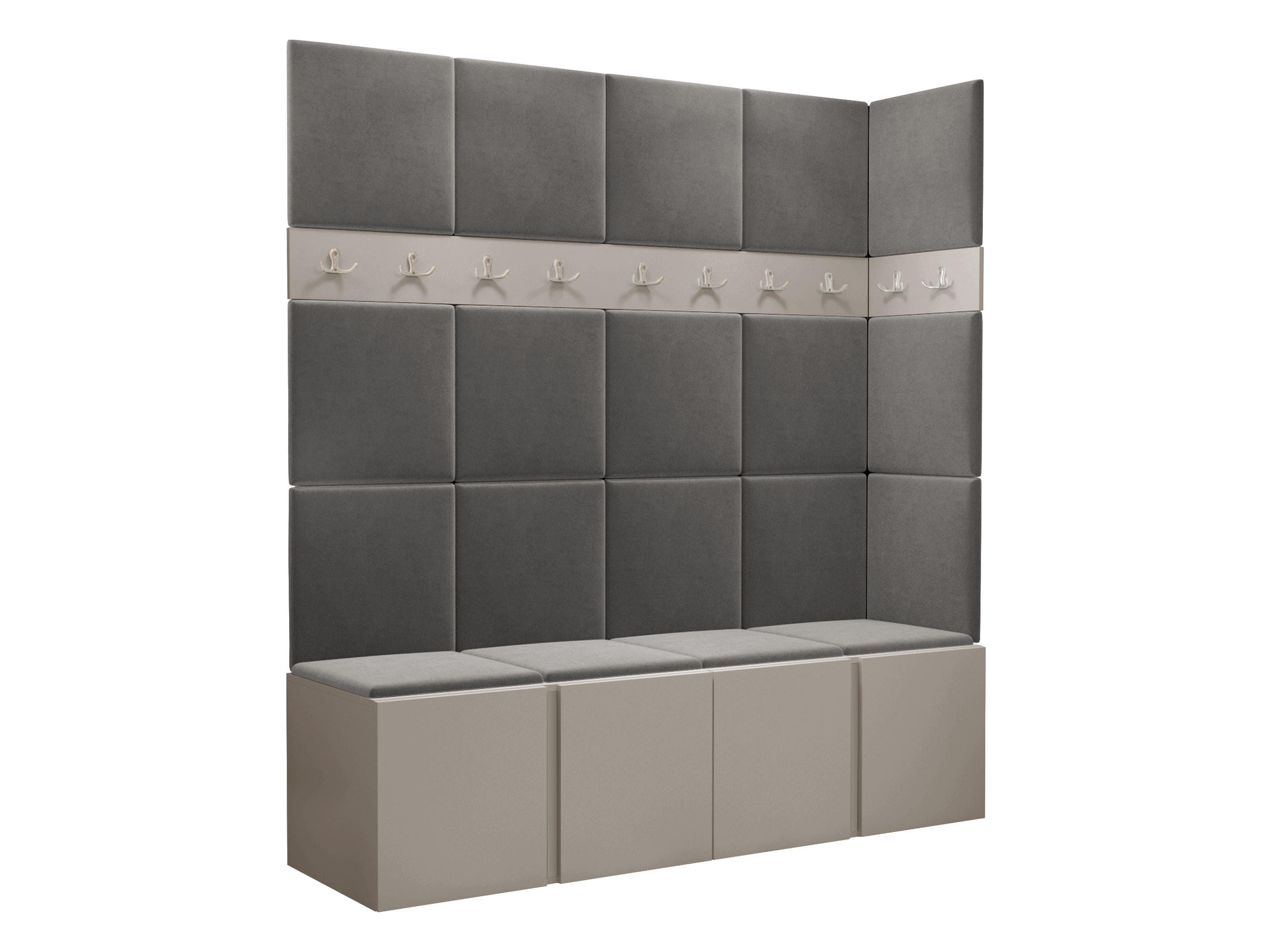 GARDEROBEN-SET Orion II - Kaschmir/Grau, Holzwerkstoff/Kunststoff (168/186/46cm) - MIRJAN24