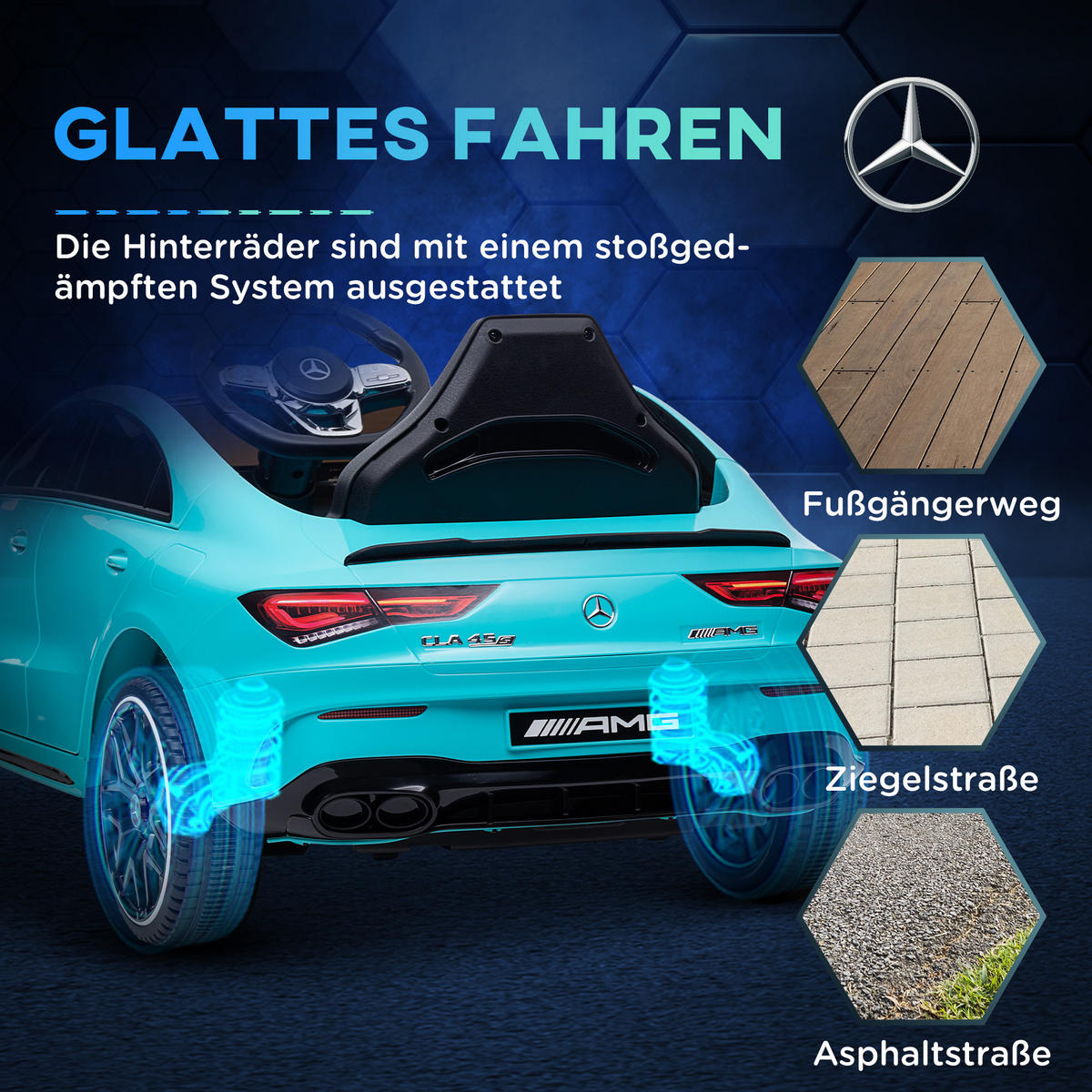 KINDER-ELEKTROAUTO DE-06076 fernsteuerbar mit LED und Hupe Hellblau - Hellblau, Kunststoff/Metall (110/61/45cm) - ComfortXL