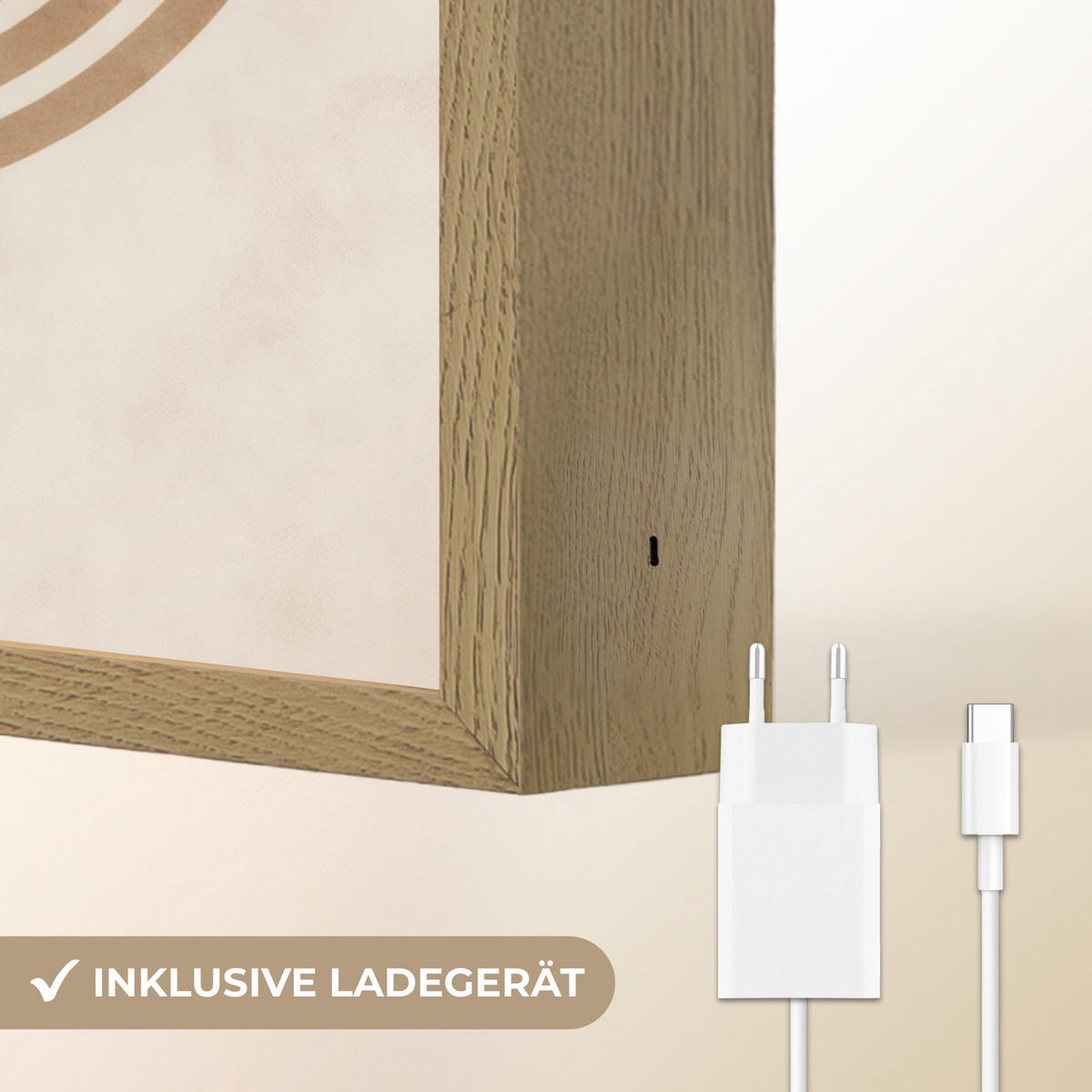 NÁSTĚNNÁ LAMPA S AKUMULÁTOREM Symetrický ohyb - měděná barva 30x40 cm - béžová, kompozitní dřevo (30/40/8cm) - OnlyWow