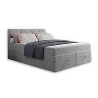 BOXBETT PRADO 180/200 in Velours Hellgrau - Hellgrau, Holz/Holzwerkstoff (180/200cm) - Deine Möbel 24