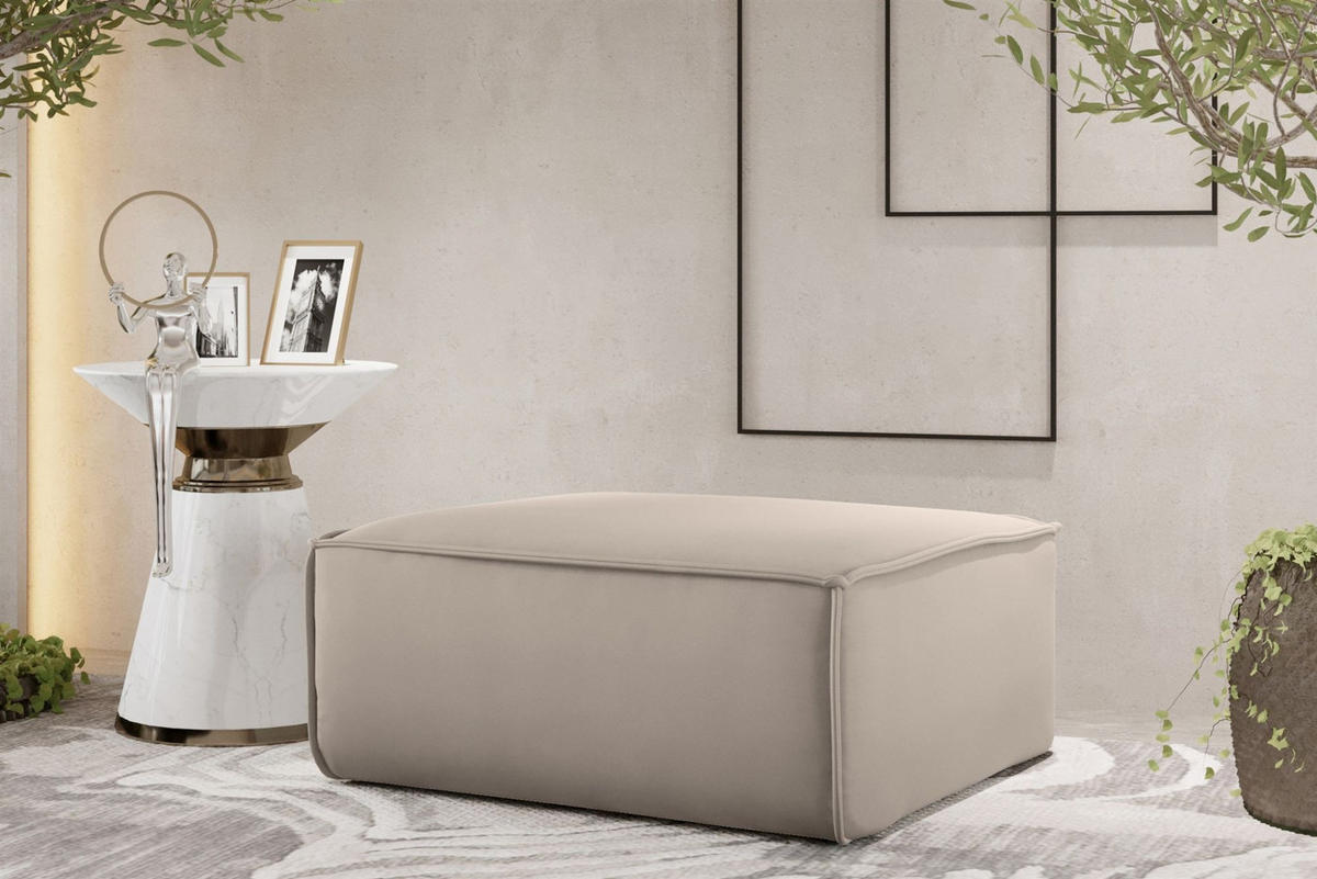 POLSTERHOCKER Celes Premium Opera Velvet - Sandfarben, Holzwerkstoff/Textil (85/40/85cm) - Fun Möbel