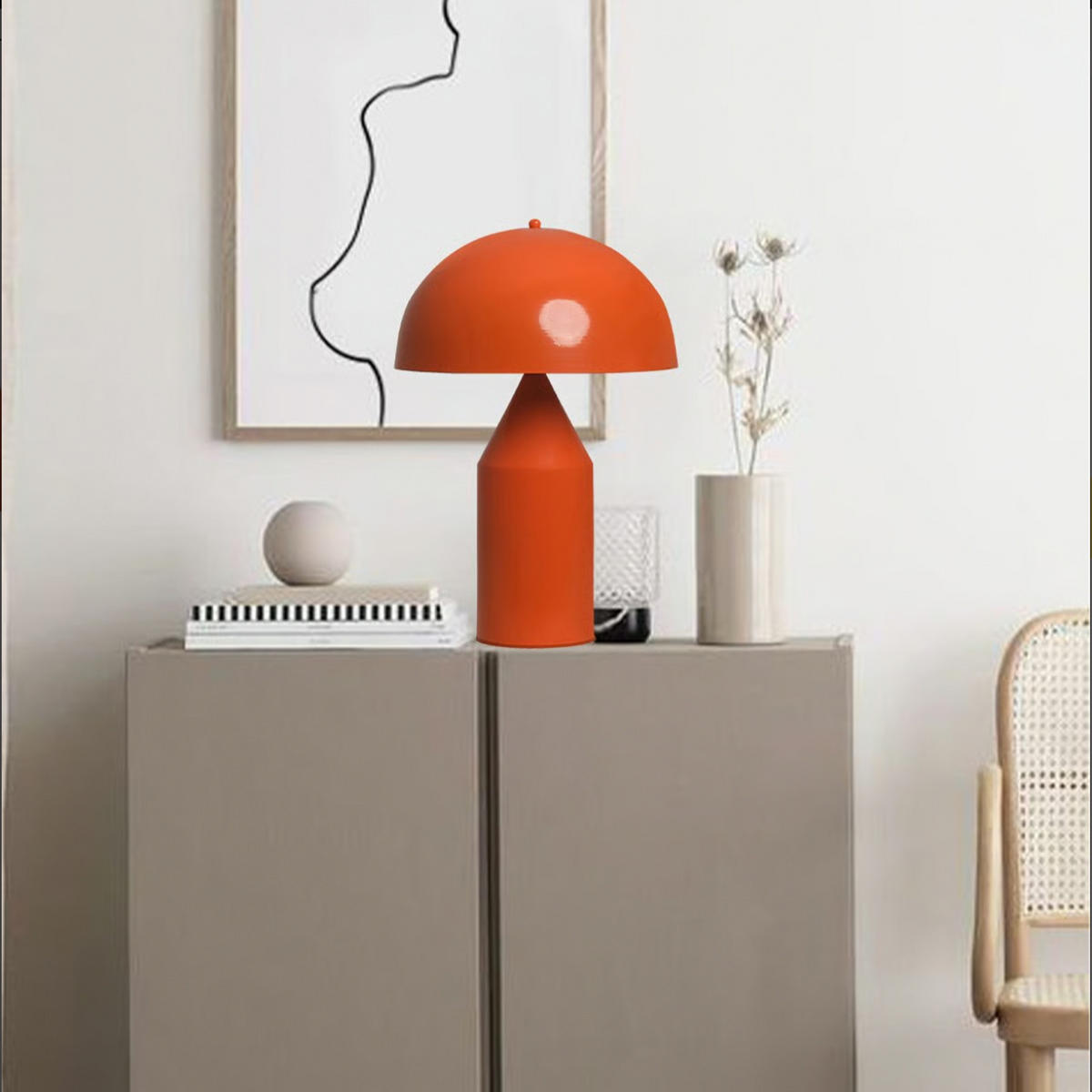 TISCHLEUCHTE Pilzlampen 50/30 - Orange, Metall (30/50cm) - Bamyum