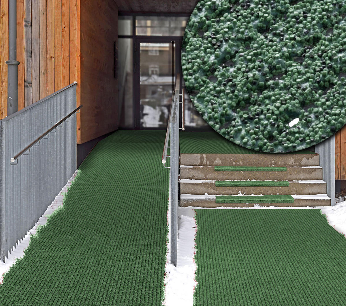 SICHERHEITSMATTE SafeStep PRO Grün 1,20 x 23,00 Meter - Grün, Kunststoff (120/2300cm) - Melius Vivere