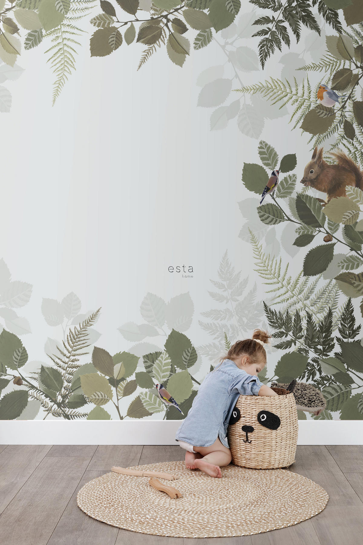 FOTOTAPETE Waldtiere 300 x 279 cm - Grün, Papier (300/279cm) - ESTAhome
