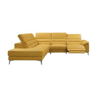 ECKSOFA Tucano Echtleder mit 1 x Relaxfunktion Senfgelb - Gelb, Leder/Metall (232/258cm)