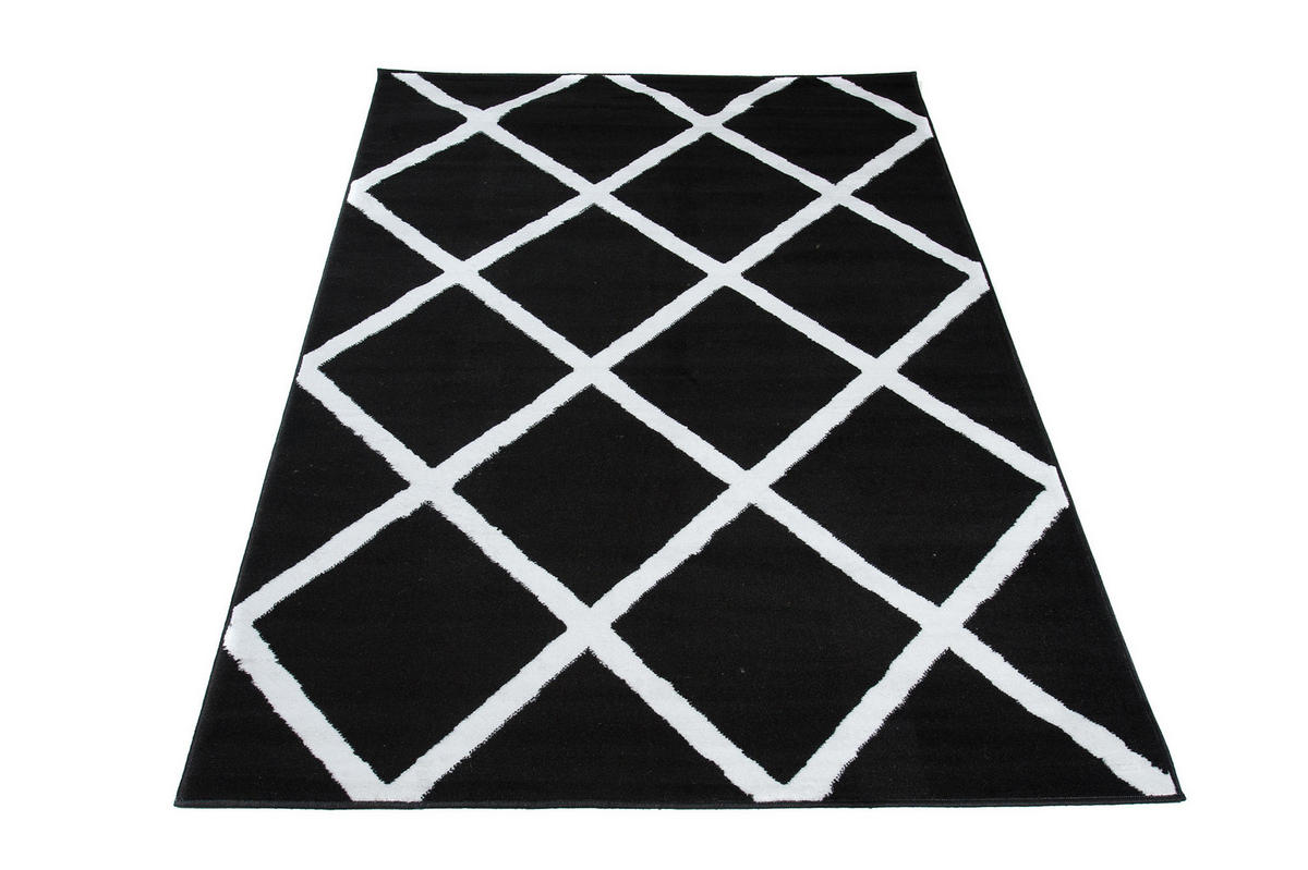 TEPPICH LUXURY Schwarz Marokkanisch Karo 250/300 cm - Schwarz, Textil (250/300cm) - Tapiso