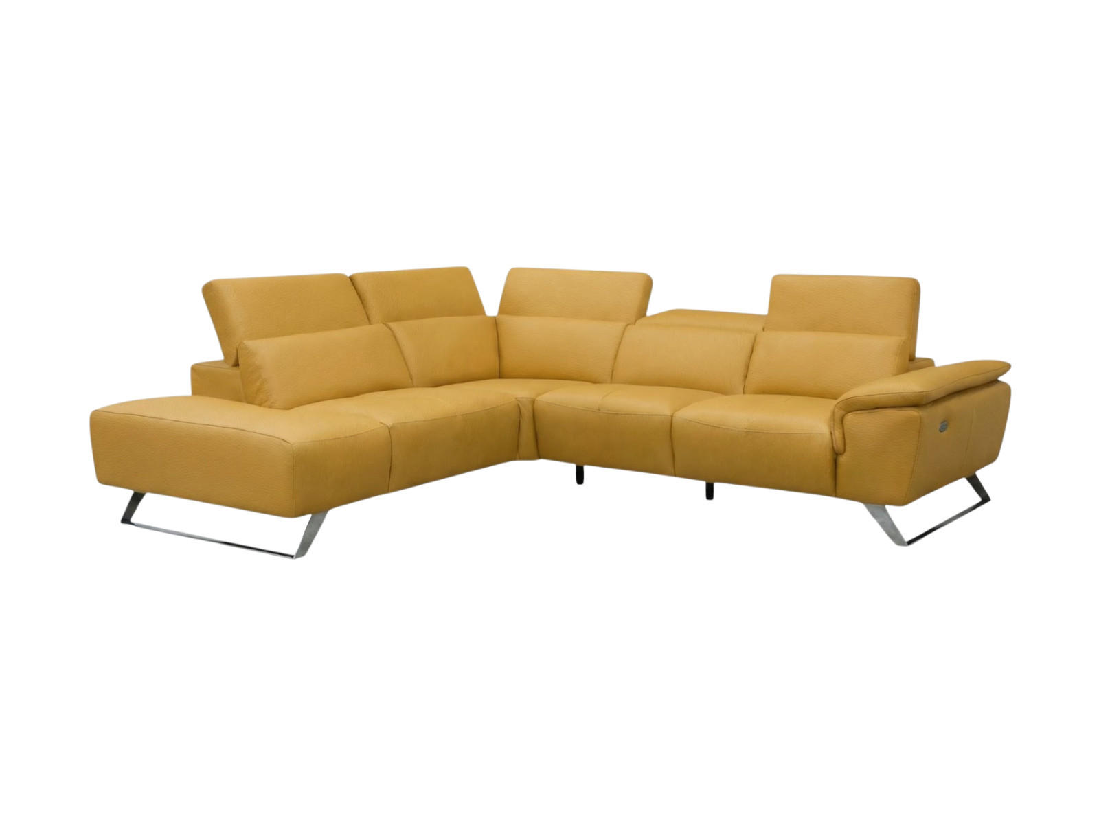 ECKSOFA Predator Echtleder Senfgelb - Gelb, Leder/Metall (230/270cm)