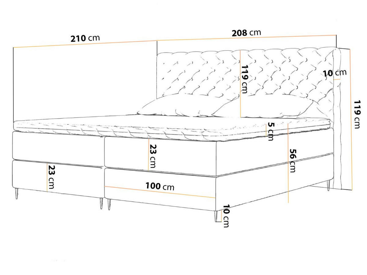 BOXBETT Bergamo 200x200 Braun - Schwarz/Braun, Holz/Textil (200/200cm) - Graingold