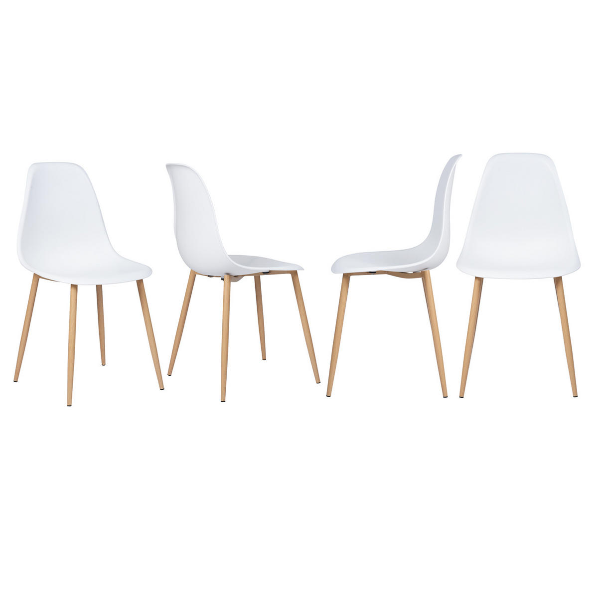 STUHL-SET 4 Stück in Eisen Kunststoff - Eichefarben/Weiß, Kunststoff/Textil (46/84/45cm) - Urban Meuble