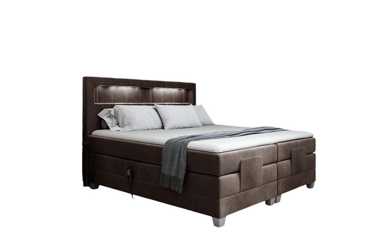 BOXSPRINGBETT Elektrisch Davide - Braun, Holzwerkstoff/Textil (200/200cm) - Fun Möbel