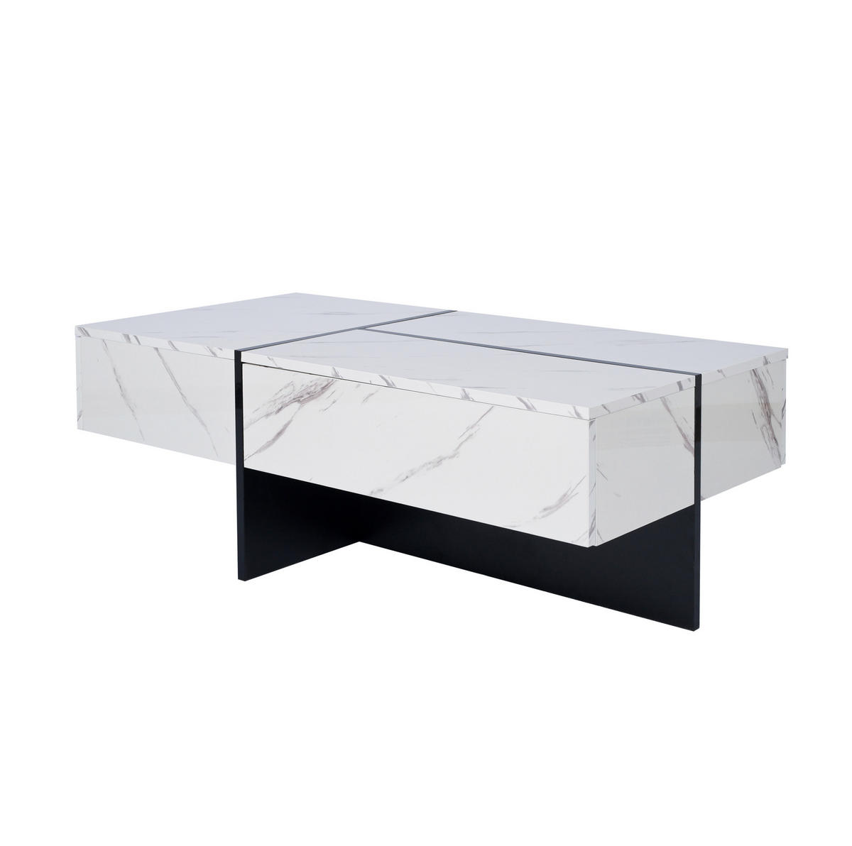 COUCHTISCH 100/50/34.5 cm weiß aus Spanplatte mit LED-Beleuchtung - Weiß, Holzwerkstoff (100/50/34.5cm) - OKMYHOME