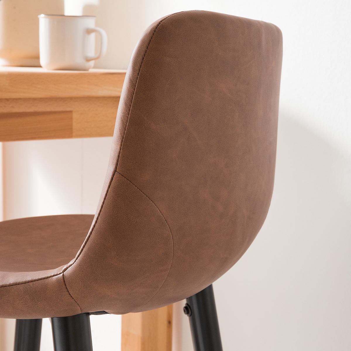 BARSTUHL - Kunstleder / Metall, Braun / Schwarz, 2er-Set - Braun, Kunststoff (44/101/50cm) - home24