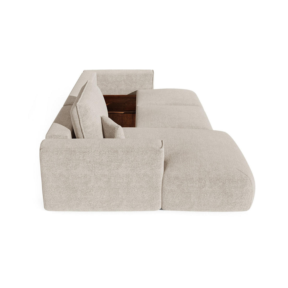 LINKSECK-SCHLAFSOFA mit Stauraum COMO Frottee Beige 297cm - Beige, Textil (297/167cm) - Premium Interiors