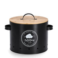 VORRATSDOSE Potatoes, schwarz mit Bambusdeckel - Ø 22,5cm - Schwarz, Metall (28/21/28cm) - Zeller Present
