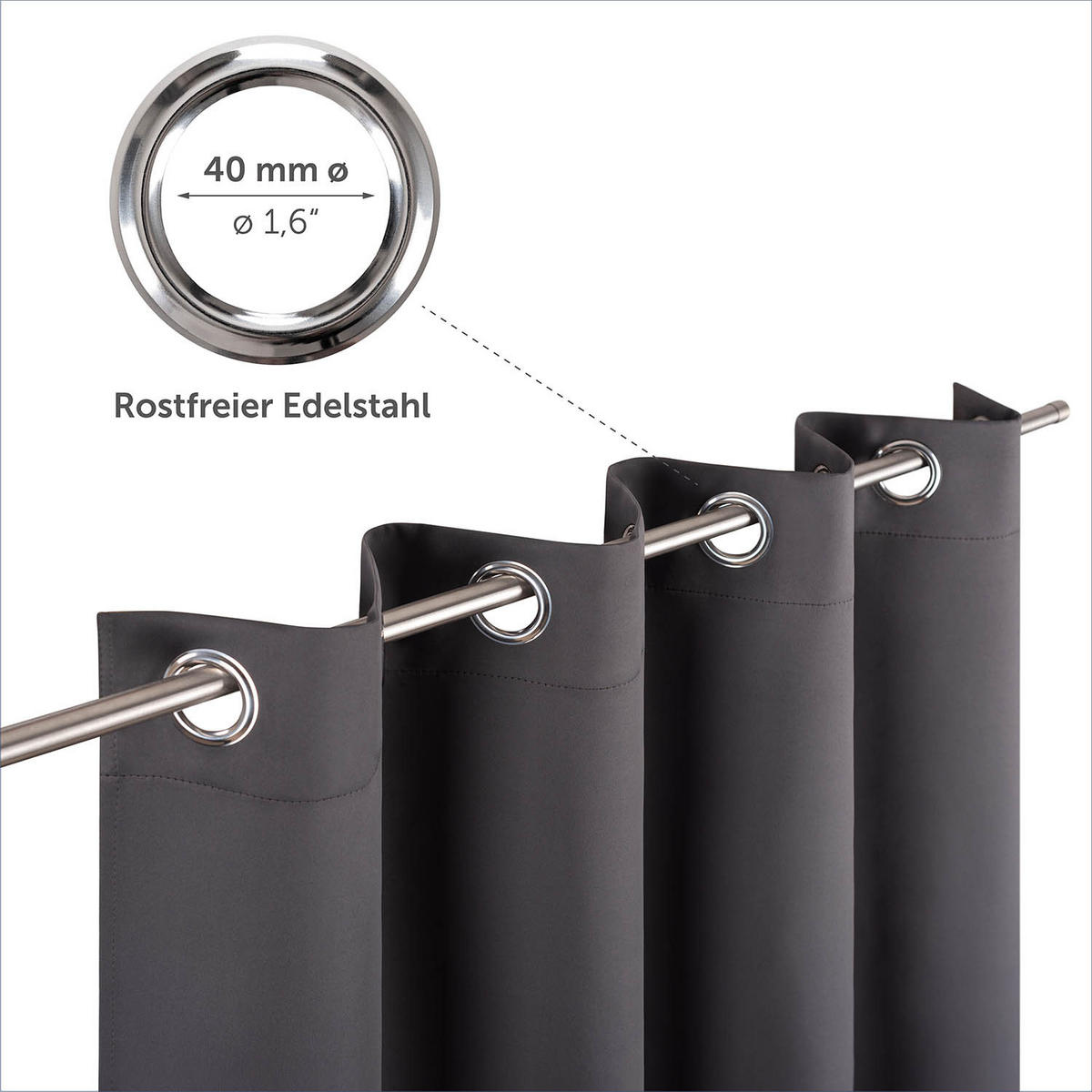 VERDUNKLUNGSVORHÄNGE Emelie 117/138 cm,2er-Set, mit Hitze- und Kälteschutz,Anthrazit - Anthrazit, Kunststoff (117/138cm) - Blumtal