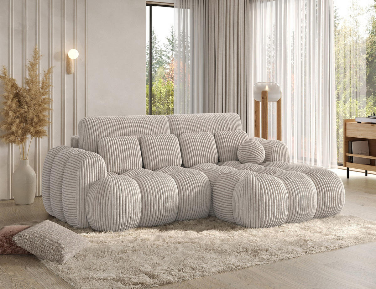 ECKSOFA COVELION L-Form – Schlaffunktion, Bettkasten, Wellenfederung, HR-Kaltschaum, inkl. Kissen, moderner Wohnkomfort - Champagner, Kunststoff (167/260cm) - Wohnideebilder