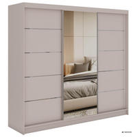 SCHWEBETÜRENSCHRANK 240 - SKORIA - Kaschmir mit Spiegel - Kaschmir/Alufarben, Holzwerkstoff/Metall (240/216/61cm) - MKS