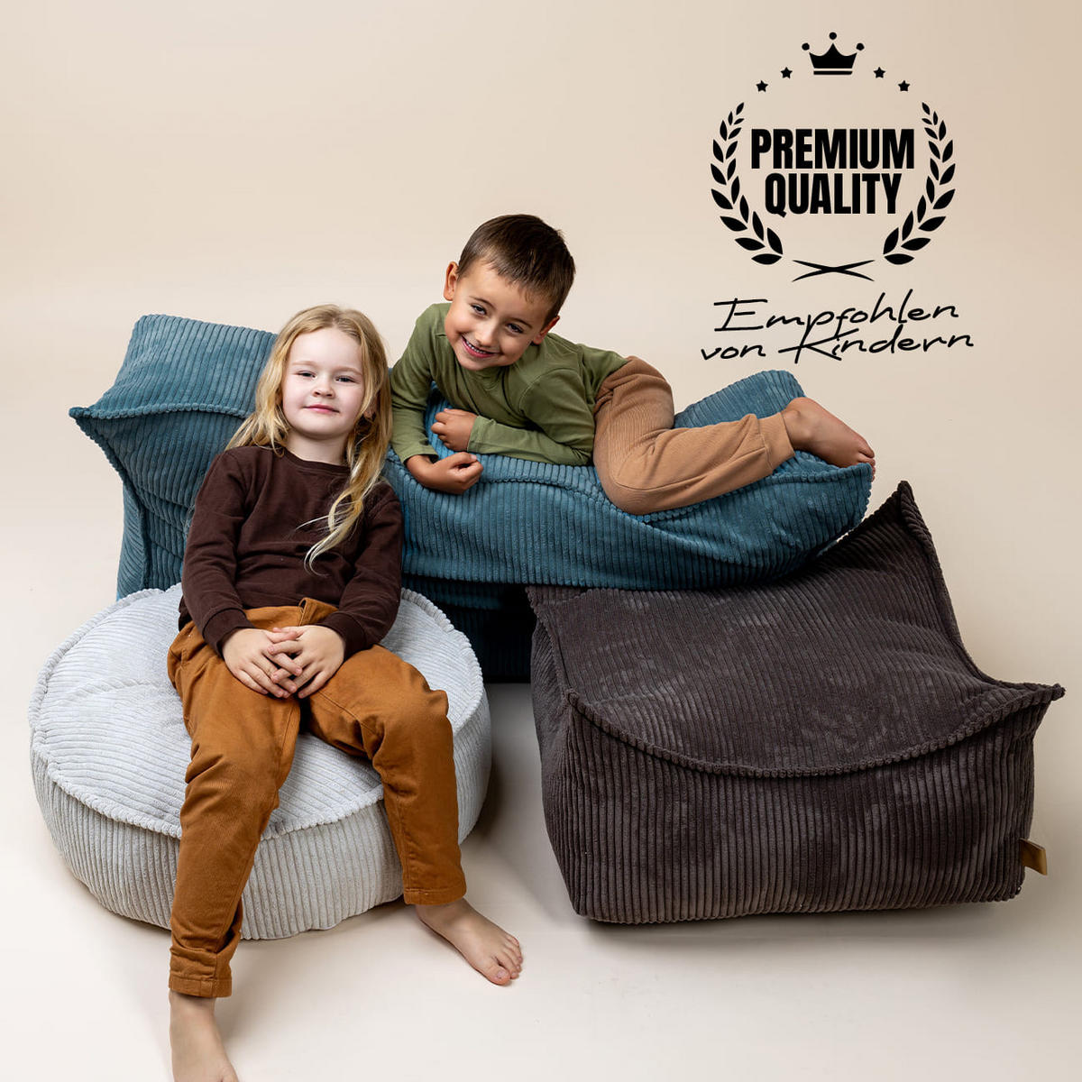 SITZPOUF für Kinder, Rund, Aesthetic, Braun - Braun, Textil (65/20/65cm) - MeowBaby