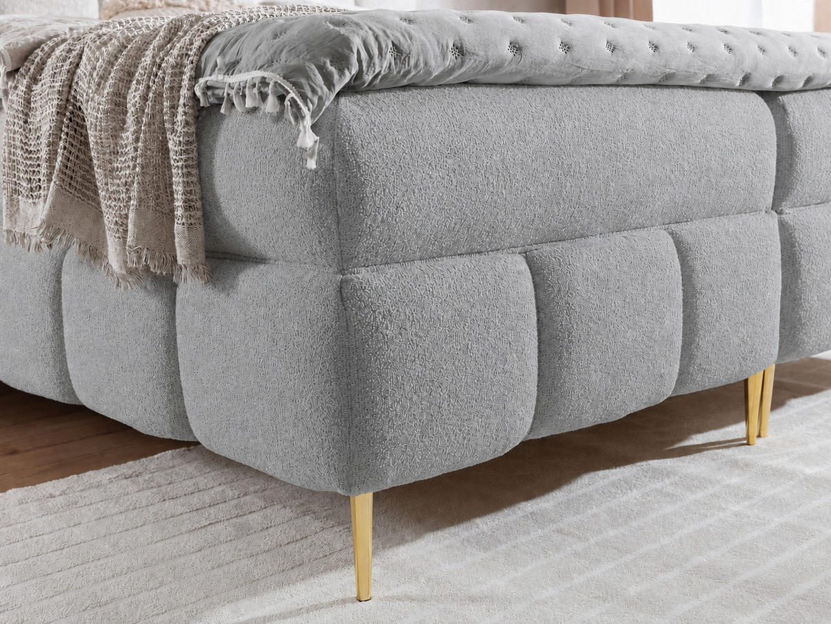 BOXBETT mit Stauraum in 120x200 cm in Hellgrau - Hellgrau, Textil (120/200cm) - Home Collective