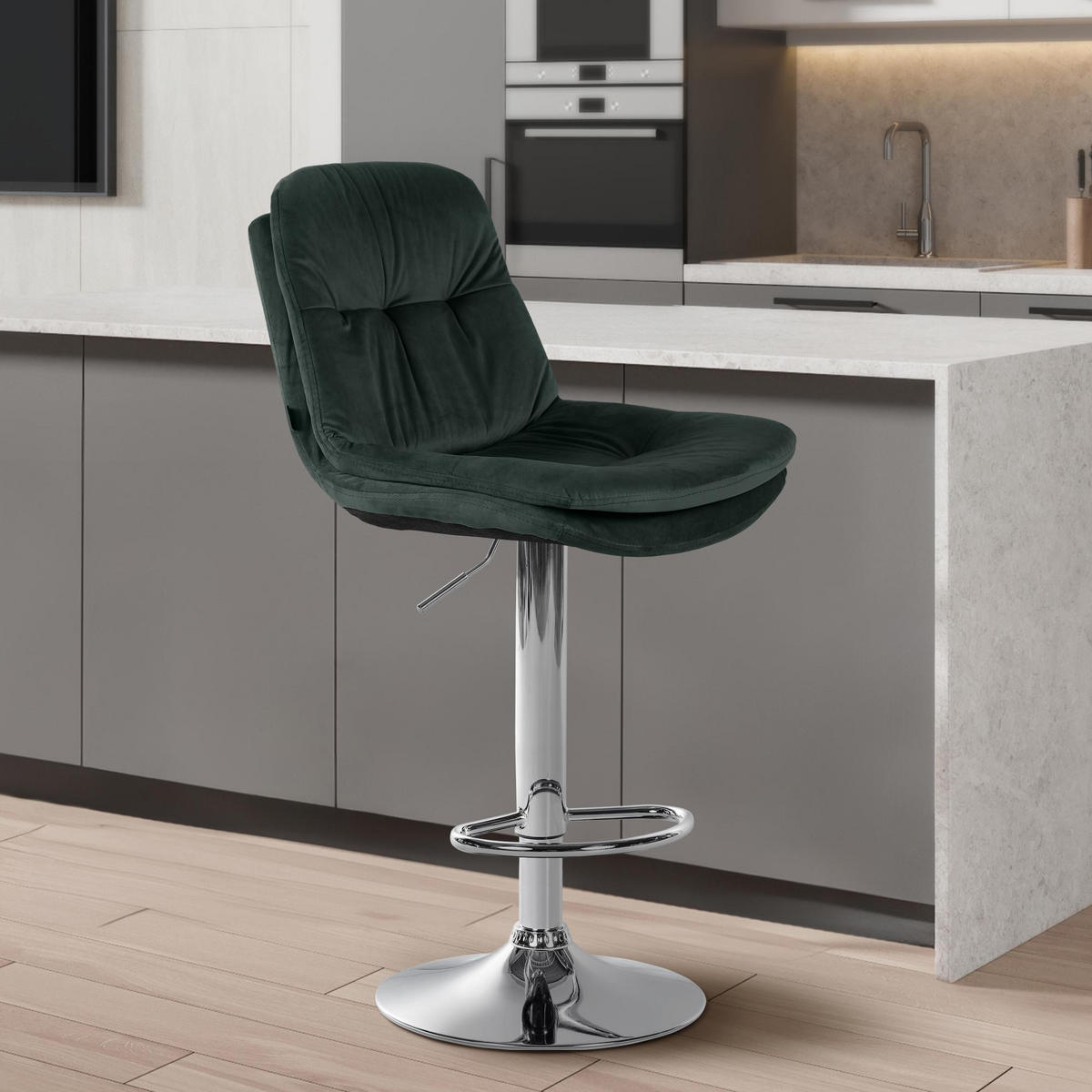 BARHOCKER Samt dunkelgrün - Dunkelgrün/Schwarz, Textil (46/94/54cm) - CLP