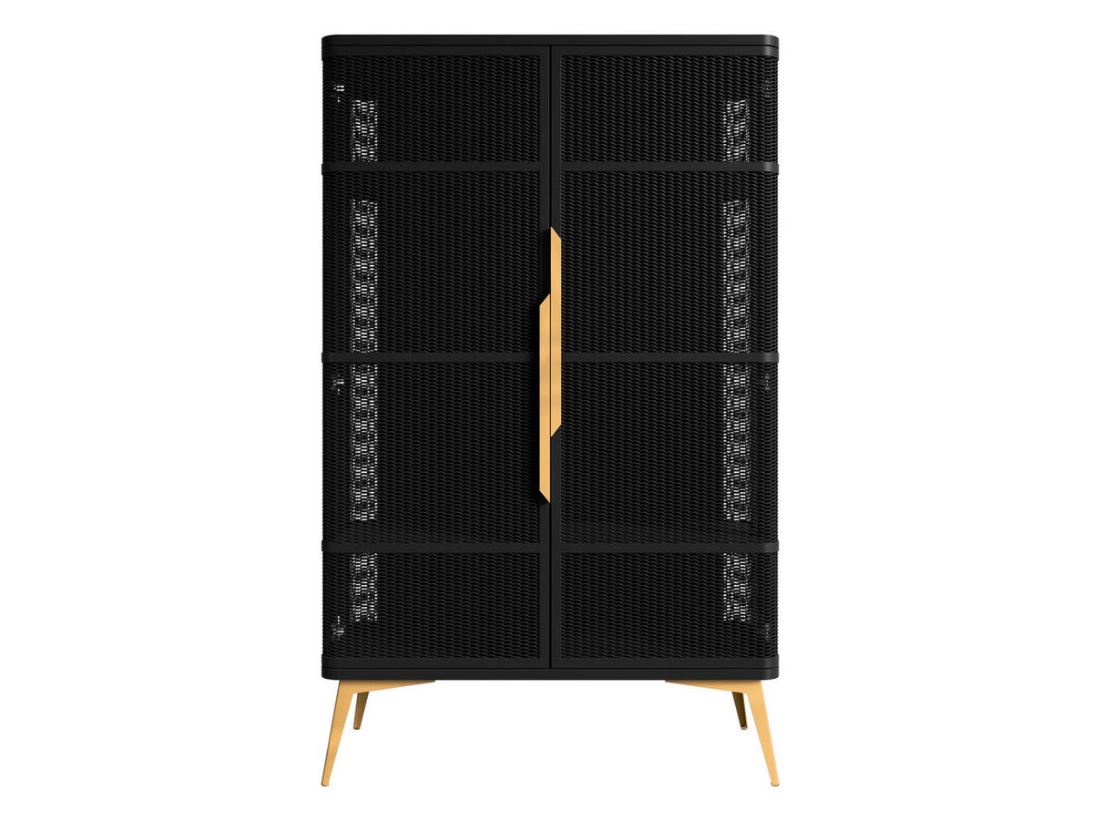 VITRINE Modera - Goldfarben/Schwarz, Holzwerkstoff/Metall (90/145/40cm) - MIRJAN24