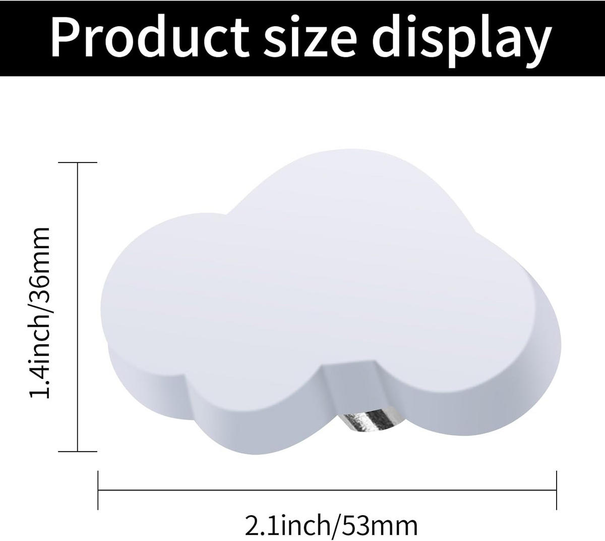 SCHRANKKNOPF Wolke 6er-Set - Weiß, Metall (0.36/2.3/0.54cm)