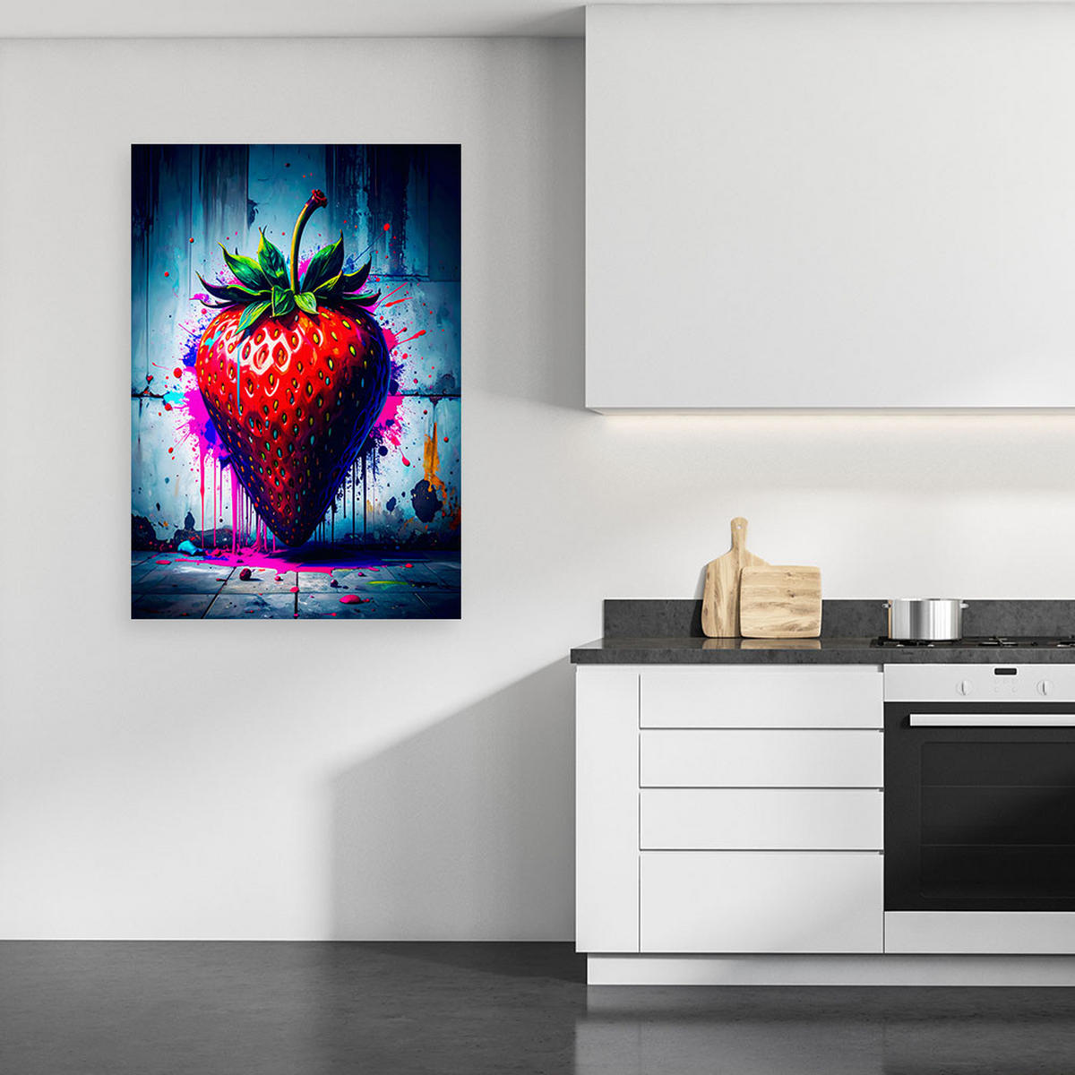 LEINWANDBILD Frucht Erdbeer Abstrakt 60x90cm - Rot, Textil (60/90cm) - Feeby