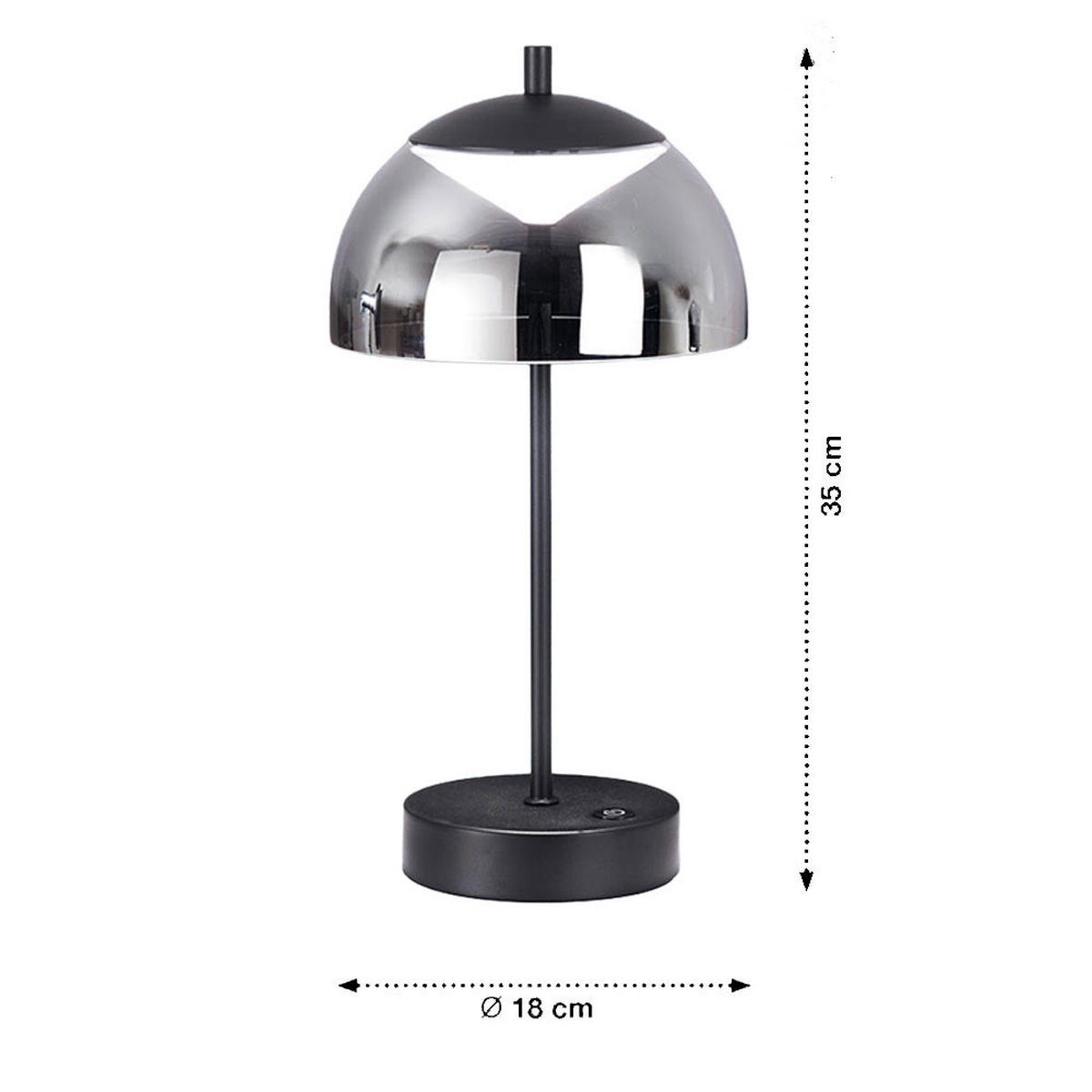 LED TISCHLEUCHTE Riva Rauchgrau 2er Set - Grau, Glas (18/18/35cm)